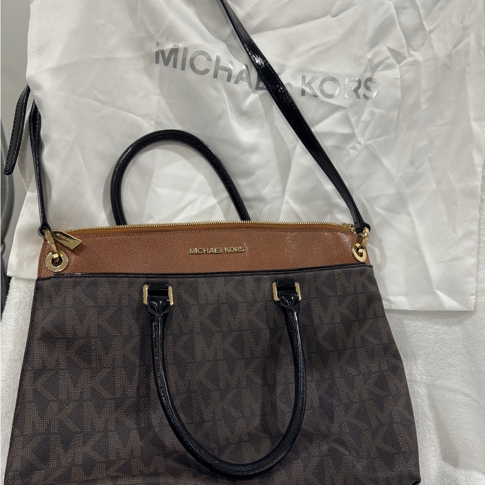 Michael Kors Brown Signature Aubrey Tote Bag